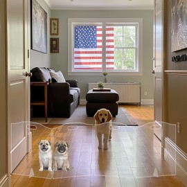 All Cheerful Clear Acrylic Dog Gate for Indoor Use – 4 Panel Pet Gate for Doorways, No Drilling, Foldable Dog Barrier,Foldable Doggy Cat Fence with Support Feet for Home, Stairs, and Puppy Playpen