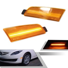 GTINTHEBOX Amber Lens Front Bumper Side Marker Amber LED Light Fender Lamp Compatible with 2009 2010 2011 2012 2013 Mazda 6