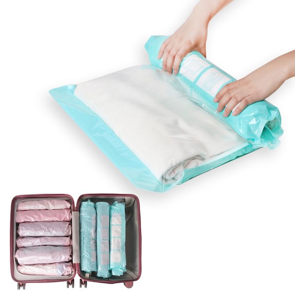 NGOKPYD Compression Bags, Travel Clothing Compression Bags, 12 Pieces, Travel Pouch, Vacuum Attachment Bags, Hand Winding Clothes, Underwear, Storage, No Pump, Just Press, Mildew, Dustproof, Moisture-Proof, Storage for Small Items, For Travel, Business Trips, Moving