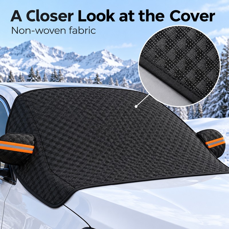 Car Windshield Cover for Ice and Snow - Black Front