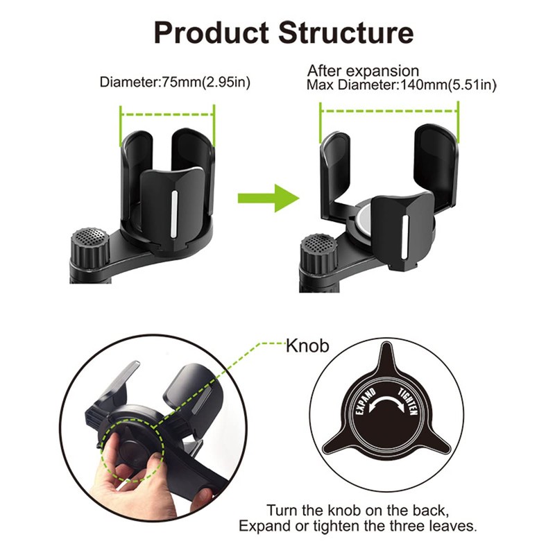 XYAJUANG 4-in-1 Car Expander with Dual Cup Holder, Phone Holder,