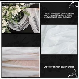 Hyacinthy Wedding Curtain Wedding Arch Background Chiffon Fabric White Tulle Pelmet Hands-Free Decoration Wedding Arch Decor Bow Curtains Circle Frame for Baby Shower Party Ceremony 75 x 600 cm