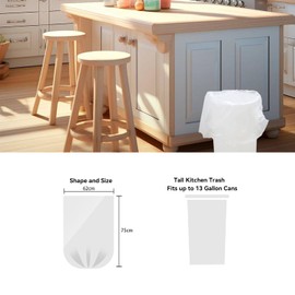 WAIKAS Trash Bags 13 Gallon, 20 Count, Medium Garbage Bags, No Flaps/Ties, 62x75cm,16.8g/pcs, Unscented, White