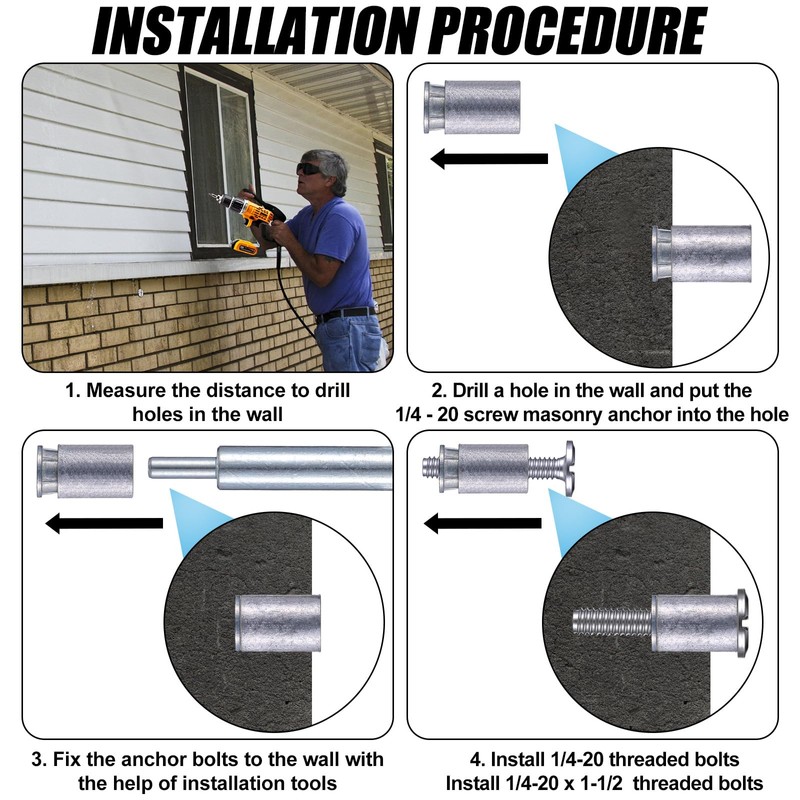 MorningRo 49 Piece Kit - Hurricane Shutter Hardware Hurricane Sidewalk