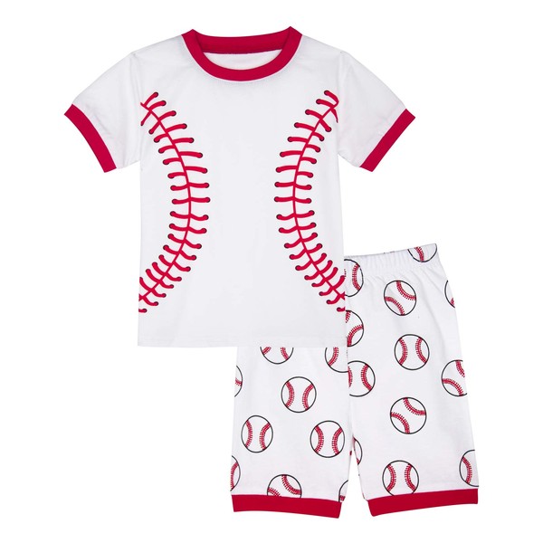 A&J DESIGN Kids Boys Baseball Pajamas Cotton Short Set (7,