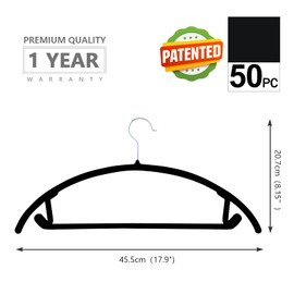 MIZGI Premium Velvet Hangers (Pack of 50) Heavyduty- Non Slip No Shoulder Bump Suit Hangers - Chrome Hooks,Space Saving Clothes Hangers,Rounded Hangers for Coat,Sweater,Jackets,Pants