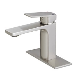 Brushed Nickel Single Handle Bathroom Faucet 1 or 3 Hole Bathroom Sink Faucet with Deck Plate RV 1.2 GPM