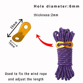 Camping Tent Guy Ropes, AOPANDA Outdoor Guy Lines Tent Cords, with Aluminum Alloy Buckle for Camping Rope, Suitable for Camping, Hiking, Outdoor Sports(4mm,13ft,Purple，4pack)