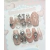 Peach Butterfly Handmade Nail Tips - Oval / 피치 버터플라이