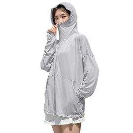 Goodfeel Women's Rash Guard Hoodie, Cooling Sensation, UPF 50+, UV Protection, Body Cover, Long Sleeve, 360° UV Protection, Large Size, Sweat Absorbent, Quick Drying, Breathable, Hooded, Thin, Summer