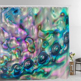 Batmerry Multicolor Ocean Abstract Blue Shower Curtain, Blue Green Abalone Shell Waterproof Fabric Bathroom Shower Curtain, Machine Washable with 72x72 inches.