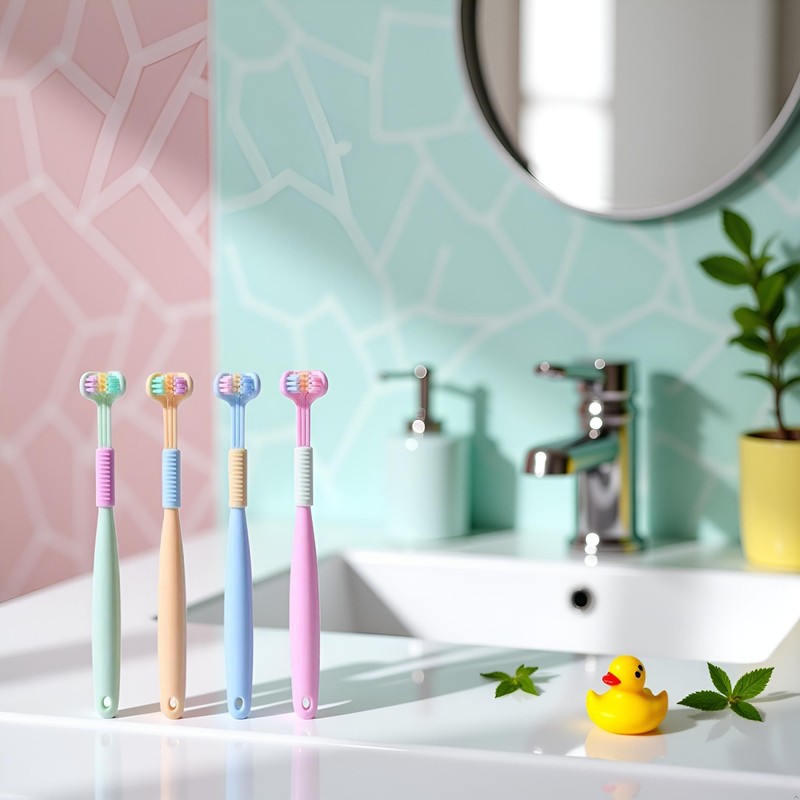 2 Pcs Random Color Three-Sided Soft Hair Toothbrush, Effective Wrap-Around