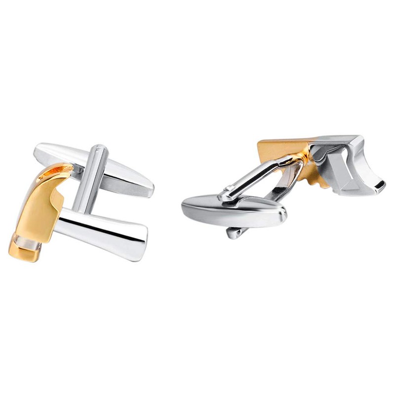 Hammer and Saw Tools Handyman Carpenters Gold Cufflinks