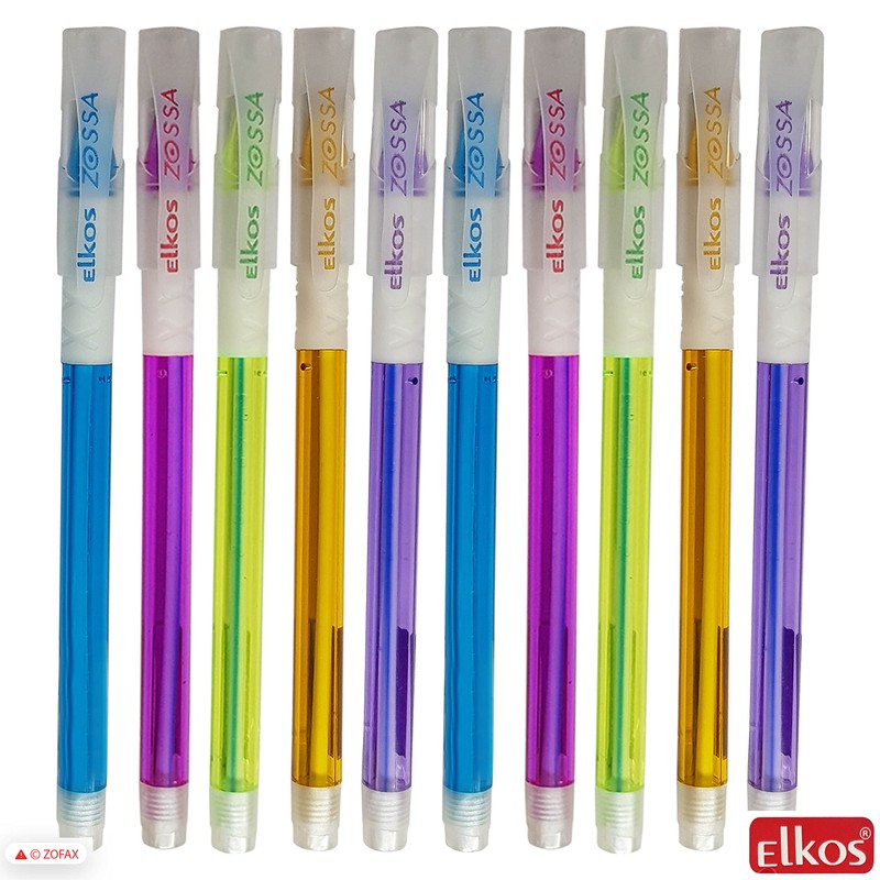 ELKOS BLUE Ballpoint Pens, 0.7mm Fine Point, Pack of 10,