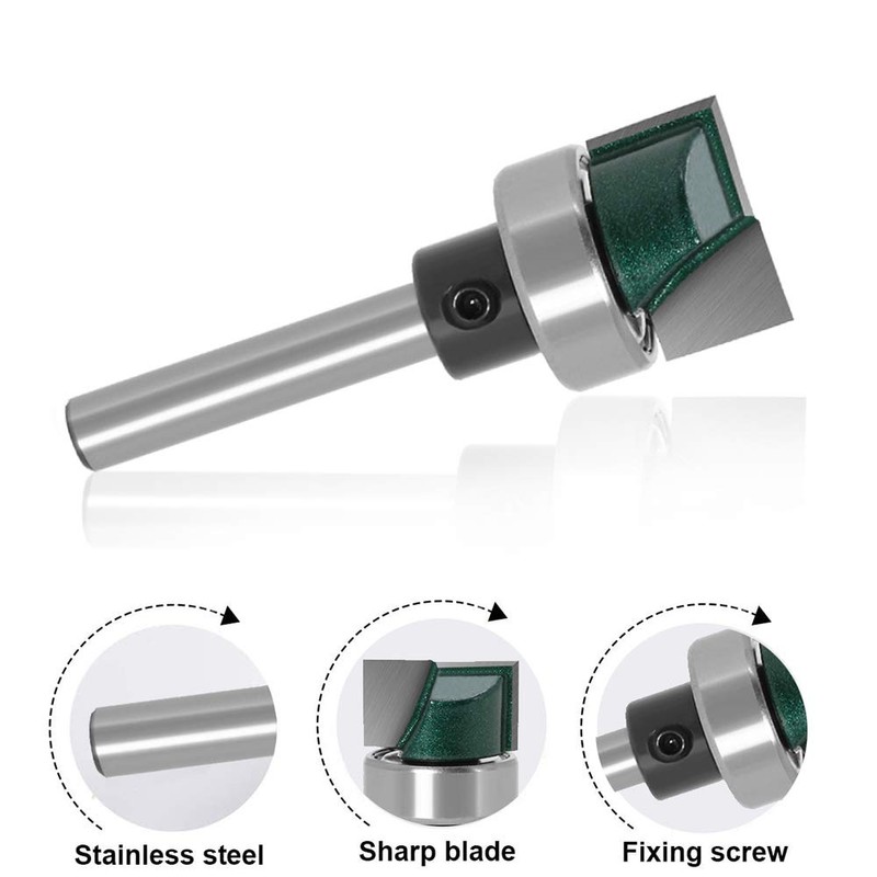 Flush Trim Hinge Mortise Template Router Mills Bit, Gasea 1/4"