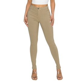 Premium Denim Jeans for Women High Waisted-Rise Colored (Khaki, M)