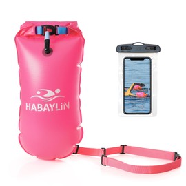 Habaylin 20L Swim Buoy, Swim Buoy with Storage for Kids and Adults, Waterproof Inflatable Dry Bag Safety Float for Water Sports, Open Water Swimmers, Triathletes, Kayakers and Snorkelers