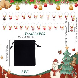 AHANDMAKER 24Pcs Red Christmas Wine Charms Holiday Drink Charm Christmas Wine Glass Markers Holiday Drink Identifier for Stem Glasses with Festive Designs Dinner Party Family Gathering Thanksgiving