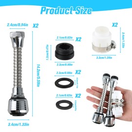 Set of 2 360° Rotating Tap Attachment - Tap Extension, Aerator, Water-Saving, for Kitchen and Bathroom