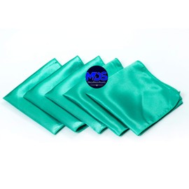 MDS - Paquete de 25 servilletas de satén cuadradas de 12 x 12 pulgadas, pañuelo liso para bodas, baby shower, cumpleaños, fiesta, hogar, banquetes, decoración de mesa de comedor, color verde marino