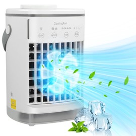 Mini Tragbarer Luftkühler Fan,Mobile Klimagerät 4-in-1,Luftkühllüfter und Luftbefeuchter,Klimaanlage für Office,Persönlicher Verdunstungskühler,Luftkühler mit Verdunstungskühlung,7 Farben Nachtlichter