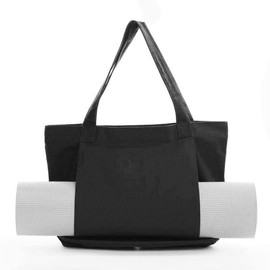 Yoga Mat Bag Carrier with Pockets, Yoga Carriers Tote Bags Gym Tote Bag for Women Men Pilates Portable Multi-Functional Canvas Yoga Shoulder Bag with Yoga Mat Holder for Travel Beach Daily Use (Black)