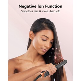 Annlary Hair Straightener 1 Inch Flat Iron and Curler 2 in 1 Titanium Ceramic Ionic Dual Voltage Straightener with Heat-Resistant Silicone, for Less Frizz, Shinier & Smoother