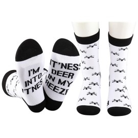 Funny Deer Hunting Gift For Men I'M Into Fitness Fit'ness Deer In My Freezer Wildlife Hunter Hunting Socks (CA/US, Alpha, One Size, Regular, Regular, Fit'ness Deer CA)