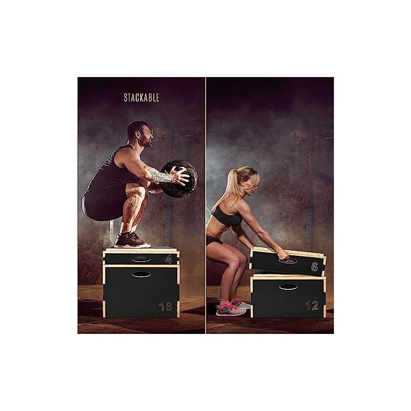Yes4All Stackable Wood Plyo Box/Plyometric Box, Ideal for Jumping Exercise,