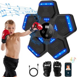 Electronic Kids Punching Game, LED Lights Music Boxing Target Wall-mounted Fitness Toy with Adjustable Speed and Volume Punching Equipment for Home,Thanksgiving,Chrismats Gift Set - Color: QJB-003