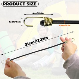8Pcs Short Elastic Bungee Ropes Mini Bungee Straps Hooks Useful Lightweight Elastic Bungee Cords Travelling Camping Bungee Straps for Securing Tarps Luggage Tents