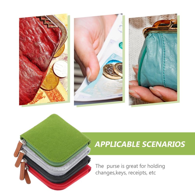 DEARMAMY Set of 4 Felt Wallet for Mini Purse with