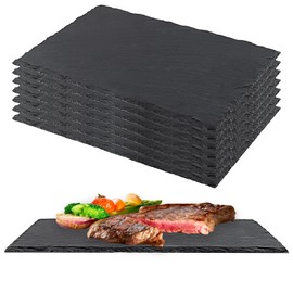 ZOENHOU 8 Pack 12x8 Inch Slate Cheese Board,Natural Rectangle Slate Cheese Plates, Black Slate Serving Plates For Cheese,Meat,Appetizers