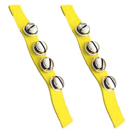 2 Pcs Multi Color Musical Rhythm Toys and Nylon Band Wrist Bell Ankle Bells Band Wrist Bell Wrist Foot Bell Instrument for Kids Baby Adult Best Holiday Birthday Party Gifts（Lemon Yellow)