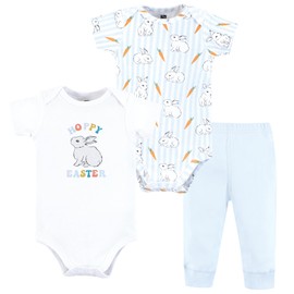 Hudson Baby Hudson Baby Unisex Cotton Bodysuit and Pant Set, Hoppy Easter, 12-18 Months