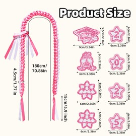 BOXOB 9pcs Graduation Leis Set, Class of 2025 Graduation Neck Garland Braided Necklace Star Flower Ribbon Lei Decorations Grad Gifts for High School & College Ceremony Party (Pink White)
