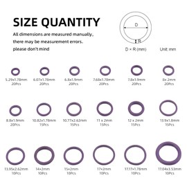 DIANN 270pcs O Ring Kit Rubber 18 Sizes O-Ring Car Auto Vehicle Repair Air Conditioning Compressor Seals Assortment Kit Purple