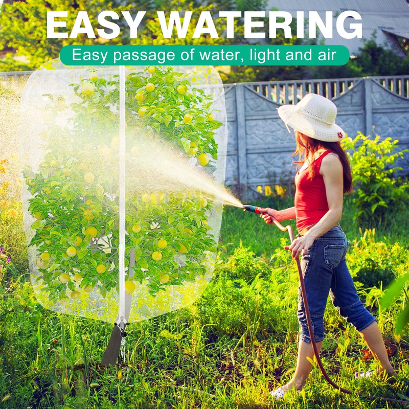 2 Pack Winter Fruit Tree Netting Sets with Zipper Drawstring,
