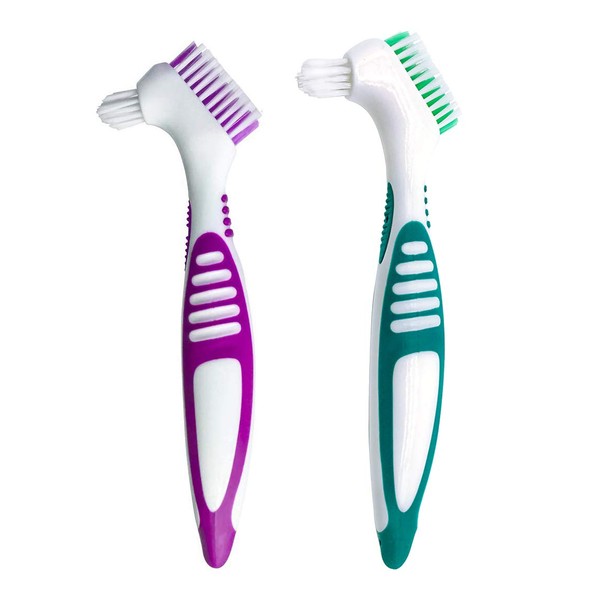 myKimono Premium Hygiene Denture Cleaning Brush Set, Multi-Layered Bristles & Ergonomic Rubber Handle, for Denture Care(Pack of 2)