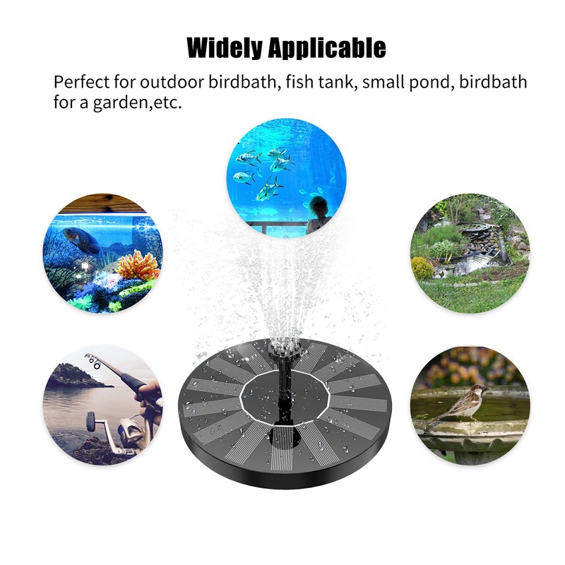 1.5W Solar Fountain Pump with 6 Nozzles Free Standing Water