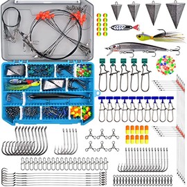 Surf Fishing Tackle Kit Ocean Saltwater Fishing Lures Surf Fishing Gear Fish Finder Rigs Pompano Rig Pyramid Sinker Weight Fishing Hooks Swivels Various Accessories
