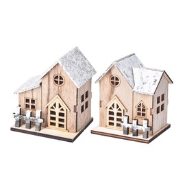 GRIRIW 2pcs House Ornaments Led Wooden Christmas Decor for Home and Shop Decoration Creates Warm Atmosphere for Festivities and Parties Photo Prop for Holiday Celebrations