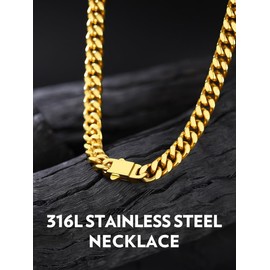 Bandmax Gold Chain for Men 7MM Miami Cuban Link Chain Necklace Mens Rapper Chains 20Inch Cadenas para Hombre Gift for Husband Son Father
