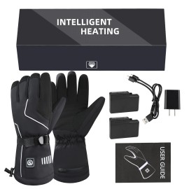 Cold Weather Winter Electric Glove Finger Heating Adjustable Temperature Touchscreen Battery Heated GlovesSize: M, Color: Black
