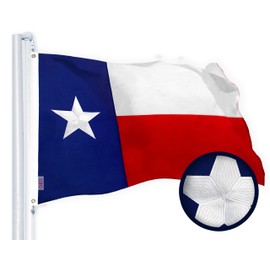 G128 Texas State Flag | 2x3 Ft | StormFlyer Series Embroidered 220GSM Spun Polyester | Embroidered Design, Indoor/Outdoor, Brass Grommets, Heavy Duty, All Weather