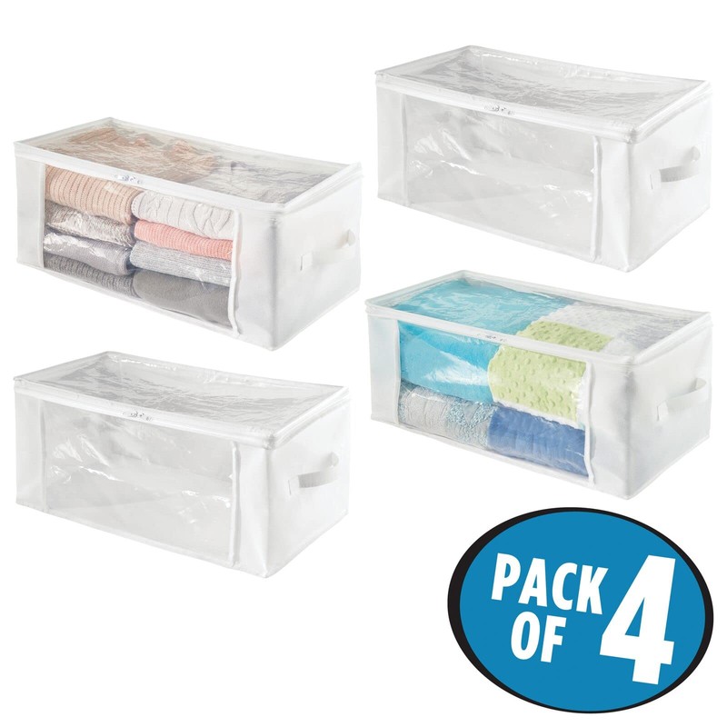mDesign Set of 4 Storage Boxes with Zip - Handy