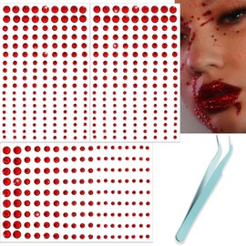 NOOEPC Red Face Gems Hair Gems, Self-Adhesive Face Jewels Eye Jewels Rhinestones 3/4/5/6 mm DIY Face Gems Stick on, Hair Body Rhinestones Gems Rave Accessories for Face Eyes Makeup Body, Crafts-Red