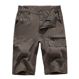 YSENTO Men's Golf Cargo Shorts Relaxed Fit Quick Dry Hiking Work Shorts 5 Pockets Dark Coffee Size 40