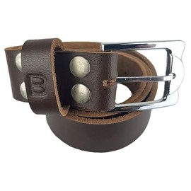 Men's Genuine Leather Belt with Buckle Brown from 90-160 cm Width 4 cm, brown