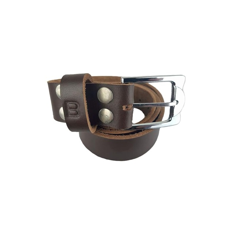 Men's Genuine Leather Belt with Buckle Brown from 90-160 cm